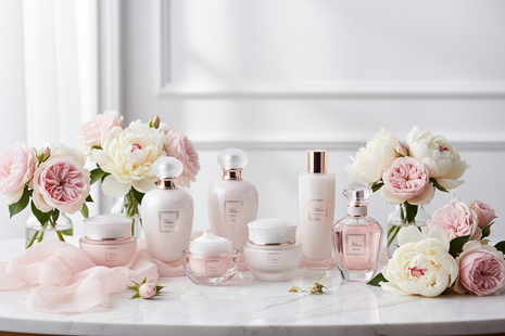 foto promocional de um ambiente feminino de cuidados com a pele, hidratação e perfume