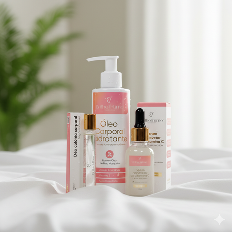 Kit Clareador Óleo Hidratante + Sérum Nanovetor de Vitamina C + Perfume Sensual Íntimo